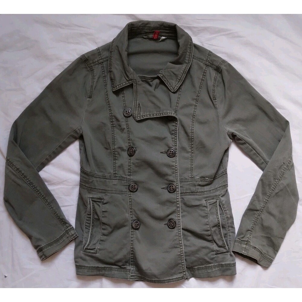Divided By H&M Army Green Military Jacket Grunge Punk Womens Size 10